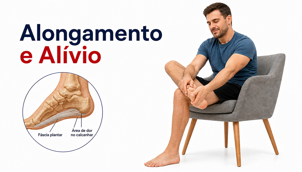Homem sentado em poltrona com cara de alívio para ilustrar Alongamentos e Hábitos Diários para Aliviar Fascite Plantar